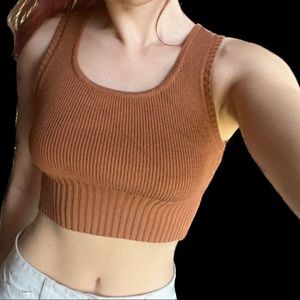 SOLD brown ribbed knit cropped tank